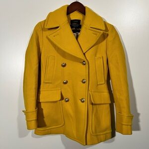 J. Crew Stadium Cloth Nello Gori Majesty Wool Blend Peacoat Size 0 Yellow